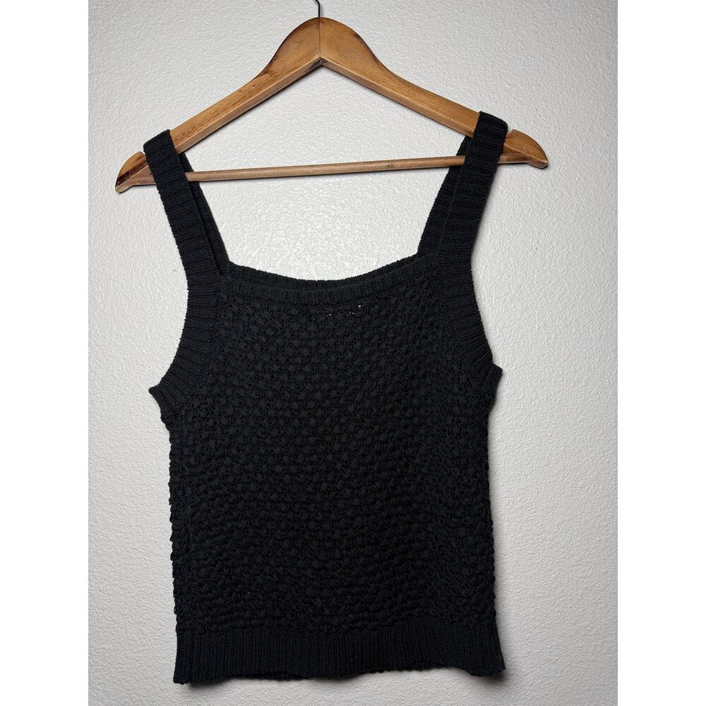 J.Crew Black Knit Tank Top Medium Chunky Crochet Sweater Tank Boho Minimalist